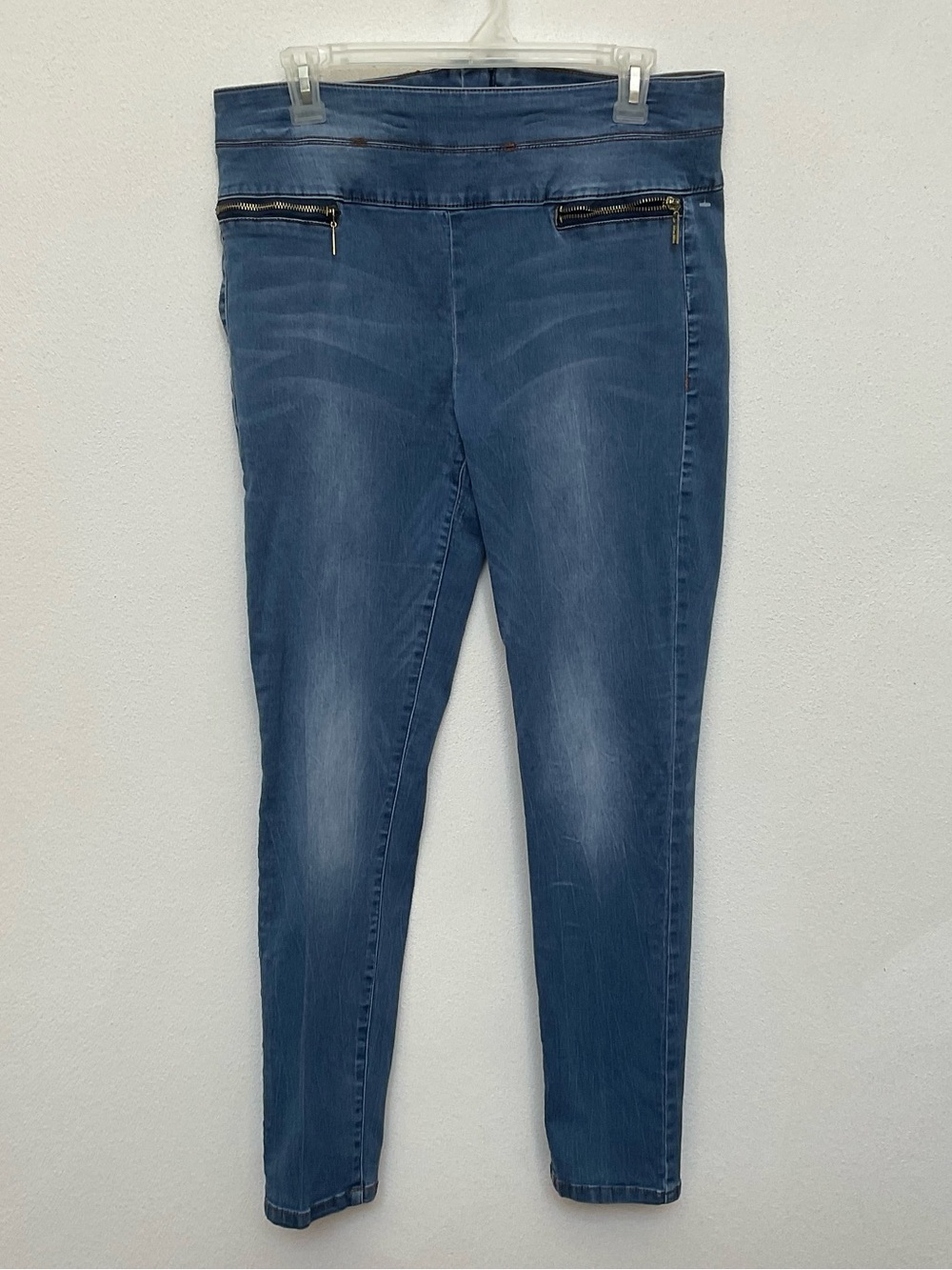Bisou Bisou Michele Bohbot Mid Wash Skinny Jeans Zip Close In Back Size 14